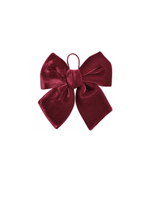 Yılbaşı Bordo Kadife Kurdele Fiyonk 20 cm – Dekoratif Telli Ağaç Süsü
