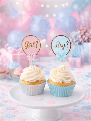 Boy Girl Kürdan Cinsiyet Belirleme Partisi Cupcake Kürdanı 10 lu