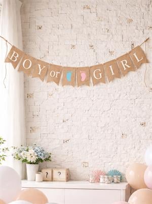Boy or Girl Jüt Görünümlü Banner – Cinsiyet Öğrenme Partisi Süsü