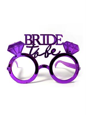 Bride to be Bekarlığa Veda Partisi Gözlüğü Tek Taşlı Bride Gözlük Mor