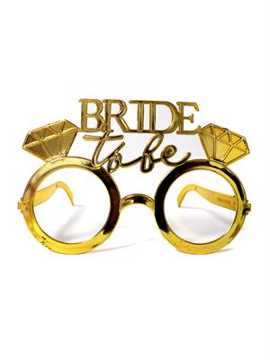 Bride to be Bekarlığa Veda Partisi Gözlüğü Tek Taşlı Bride Gözlük Altın