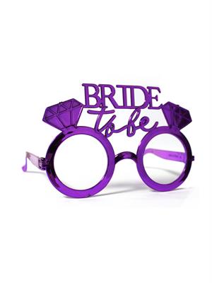 Bride to be Bekarlığa Veda Partisi Gözlüğü Tek Taşlı Bride Gözlük Mor