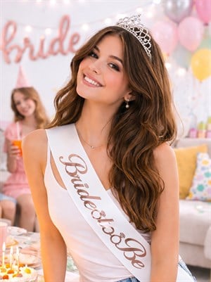 Bride To Be Kuşak Gümüş Detaylı Bekarlığa Veda Parti Süsü Beyaz