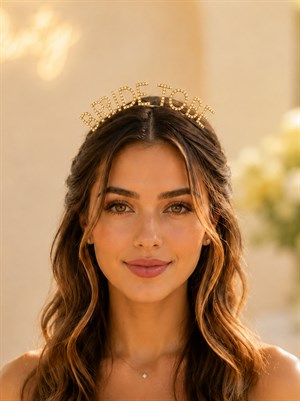 Bride To Be Taç Metal Kristal Taşlı Bekarlığa Veda Parti Tacı Gold