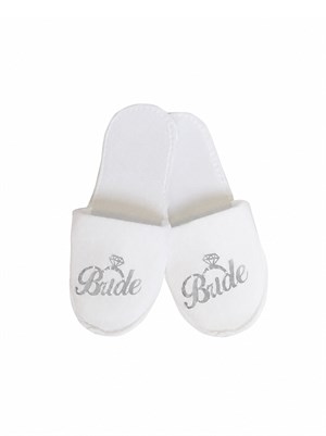 Bride Yazılı Gelin Terliği Bekarlığa Veda Partisi Aksasuarı Beyaz Gümüş