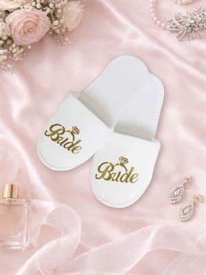 Bride Yazılı Gelin Terliği Beyaz Bekarlığa Veda Partisi Terlik
