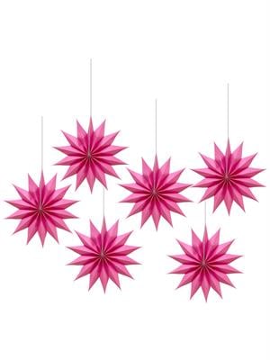 Kutup Yıldızı Tavan Sarkıt Süsü 3 Boyutlu Dekoratif Parti Süsü Pembe 6lı