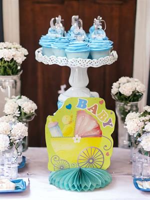 Baby Shower Parti Süsü Baby Temalı Petek Masa Süsü Mavi