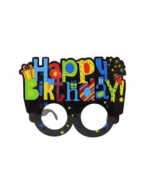 Happy Birthday Yazılı Renkli Gözlük Doğum Günü Parti Aksesuarı
