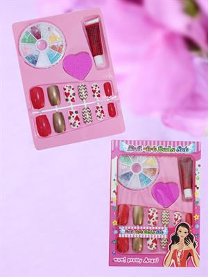 Çocuk Takma Tırnak Seti Desenli Süslemeli Tırnak Set Parti Aksesuarı Kırmızı