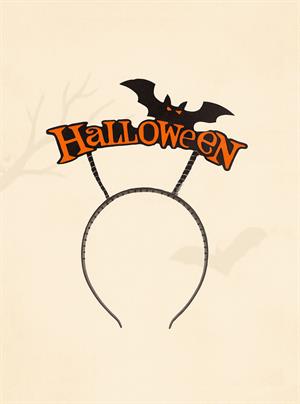 Halloween Yazılı Yarasa Kanatlı Taç Cadılar Bayramı Parti Aksesuarı