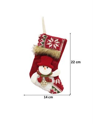 Yılbaşı Çorabı Kardan Adam Figürlü Desenli Şömine Dekoru Hediyelik Çorap 22 cm