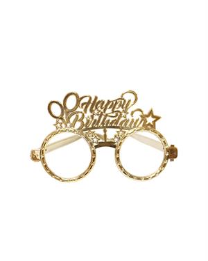 Happy Birthday Taç Gözlük Set Doğum Günü Parti Aksesuarı Gold  