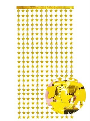 Metalize Yıldız Parti Perdesi Kapı ve Fon Perdesi Gold