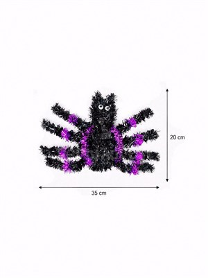 Cadılar Bayramı Asılabilir Örümcek Süs – Halloween Parti Dekoru Siyah Mor 35x20 cm