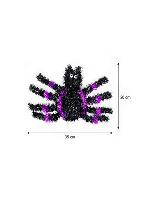 Cadılar Bayramı Asılabilir Örümcek Süs – Halloween Parti Dekoru Siyah Mor 35x20 cm