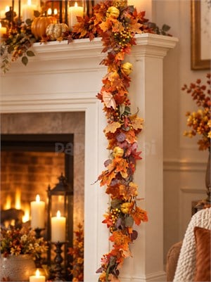 Cadılar Bayramı Dekoratif Balkabaklı Garland – Sonbahar ve Halloween Dekoru 150 cm