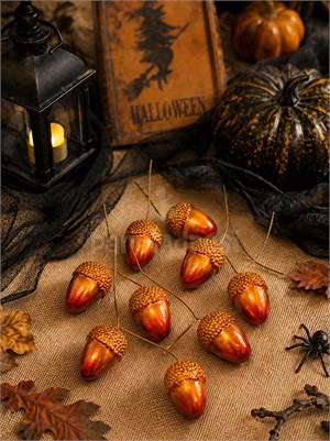 Cadılar Bayramı Dekoratif Meşe Palamudu – Halloween Partisi Dekor Süsü 10lu