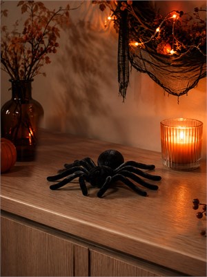 Cadılar Bayramı Flok Kaplama Örümcek Halloween Parti Dekoru Siyah 20 cm