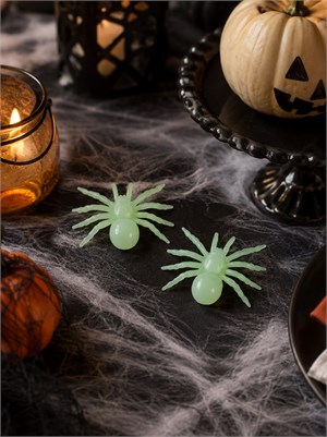 Cadılar Bayramı Fosforlu Neon Örümcek Halloween Parti Dekoru 10 cm 2li