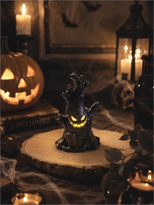 Cadılar Bayramı Korku Ağacı LED Işıklı Mum – Halloween Parti Masa Dekoru 12 cm