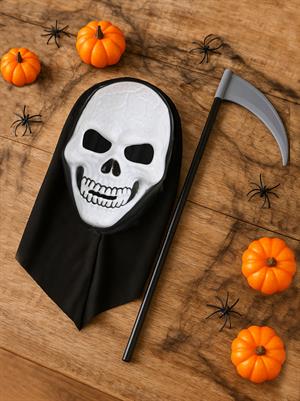 Cadılar Bayramı Orak İskelet Maske Set Halloween Parti Aksesuarı 