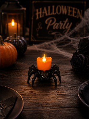 Cadılar Bayramı Örümcek LED Işıklı Mum – Halloween Parti Masa Dekoru 5 cm