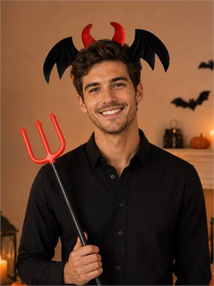 Cadılar Bayramı Şeytan Mızrağı Yarasa Taç Set Halloween Parti Aksesuarı 