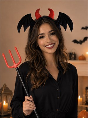 Cadılar Bayramı Şeytan Mızrağı Yarasa Taç Set Halloween Parti Aksesuarı 