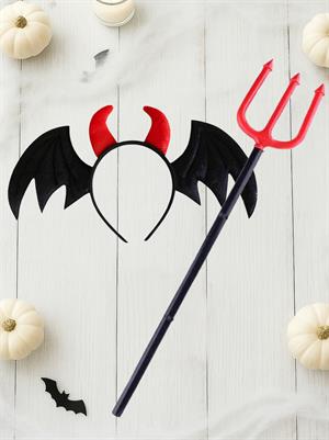 Cadılar Bayramı Şeytan Mızrağı Yarasa Taç Set Halloween Parti Aksesuarı 