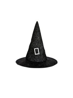 Cadılar Bayramı Simli Cadı Şapkası Halloween Parti Kostüm Aksesuarı Siyah 