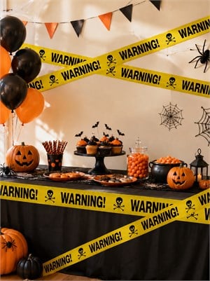 Cadılar Bayramı Uyarı Bantları Halloween Korku Bandı Parti Dekoru Kırmızı 6 mt