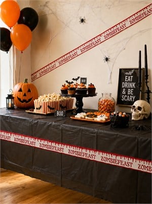 Cadılar Bayramı Uyarı Bantları Halloween Korku Bandı Parti Dekoru Beyaz 6 mt