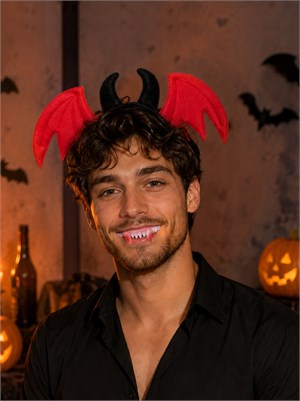 Cadılar Bayramı Yarasa Taç Vampir Diş Set Halloween Parti Aksesuarı