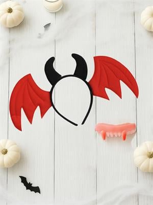 Cadılar Bayramı Yarasa Taç Vampir Diş Set Halloween Parti Aksesuarı