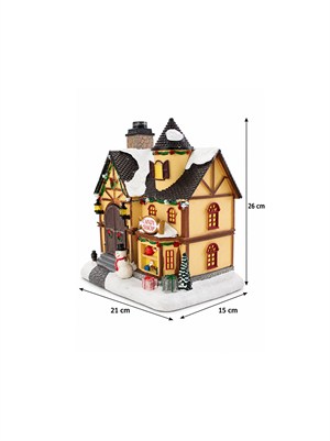 Candy Shop Temalı Yılbaşı Dekoru 26 cm – Müzikli Hareketli Işıklı Yılbaşı Süsü