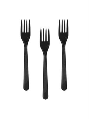 Plastik Çatal Siyah 25Li