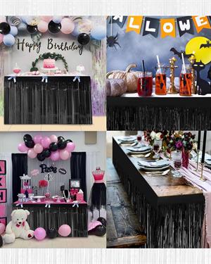 Metalize Parti Masa Eteği Masa Süsü Siyah