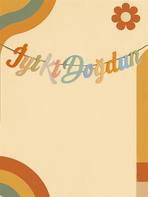 Retro Temalı İyi Ki Doğdun Yazı Banner Doğum Günü Parti Süsü