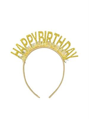 Happy Birthday Yazılı Doğum Günü Taç Parti Kostüm Aksesuarı Altın