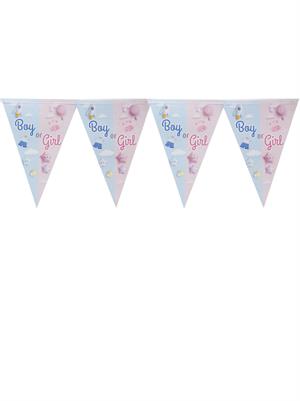 Cinsiyet Belirleme Partisi Süsü – Boy or Girl Üçgen Flama Banner (Mavi & Pembe) 