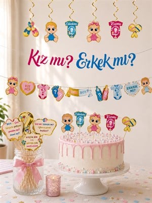 Cinsiyet Öğrenme Parti Seti Kız mı Erkek mi Parti Süsleri