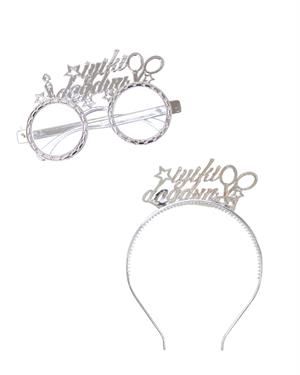 İyi Ki Doğdun Taç Gözlük Set Doğum Günü Parti Aksesuarı Gümüş