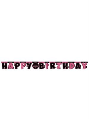 Pink Stars Temalı Happy Birthday Yazı Banner Asılabilir Doğum Günü Süsü