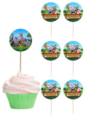 Safari Konseptli Kürdan Doğum Günü Pasta Süsü 20li