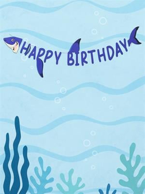 Köpek Balığı Deniz Temalı Happy Birthday Yazı Banner Doğum Günü Parti Süsü