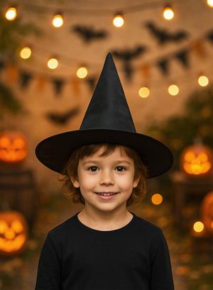 Cadılar Bayramı Çocuk Cadı Şapkası Halloween Parti Kostüm Aksesuarı Siyah  