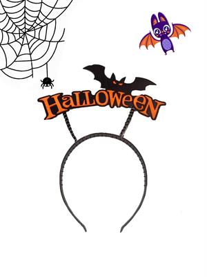 Halloween Yazılı Yarasa Kanatlı Taç Cadılar Bayramı Parti Aksesuarı