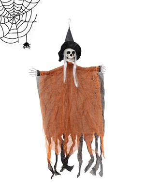 Cadılar Bayramı Şapkalı İskelet Asılabilir Halloween Parti Dekoru Turuncu