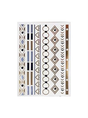 Metalik Geçici Dövme Seti Minimal Chic Desenler Siyah Altın Gümüş